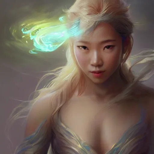 Prompt: asian female water elemental, lifelike, portrait, highly detailed, digital painting, artstation, concept art, sharp focus, illustration, cinematic lighting, art by artgerm and greg rutkowski and alphonse mucha 6 3 0 3