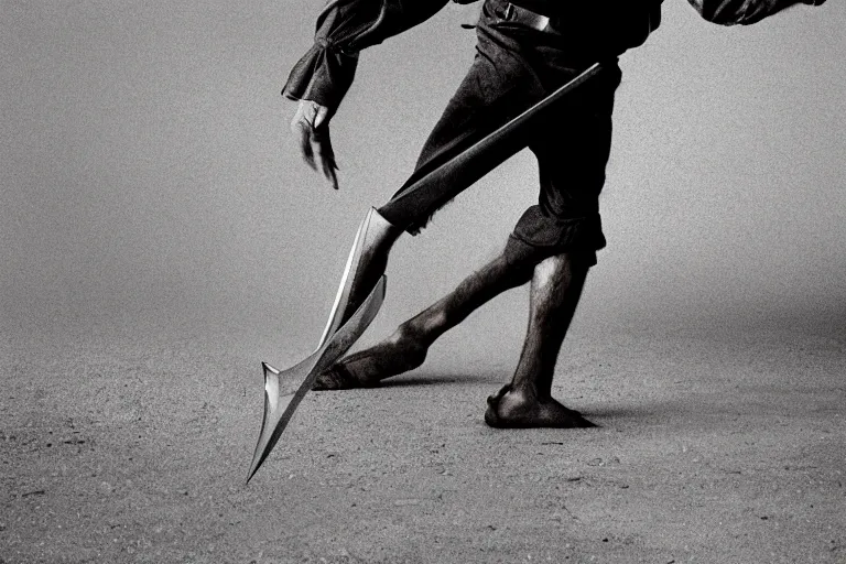 Image similar to closeup potrait of a man tripping over a sword, natural light, sharp, detailed face, magazine, press, photo, steve mccurry, david lazar, canon, nikon, focus