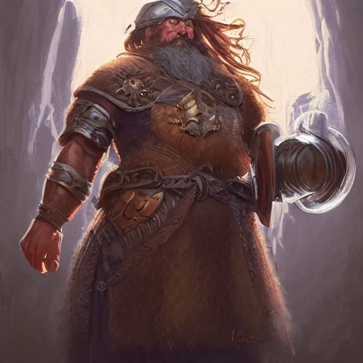 Prompt: a detailed portrait of a long beard holy dwarf cleric with a long braided beard holding a giant shield, by justin gerard and greg rutkowski, digital art, realistic painting, dnd, character design, trending on artstation