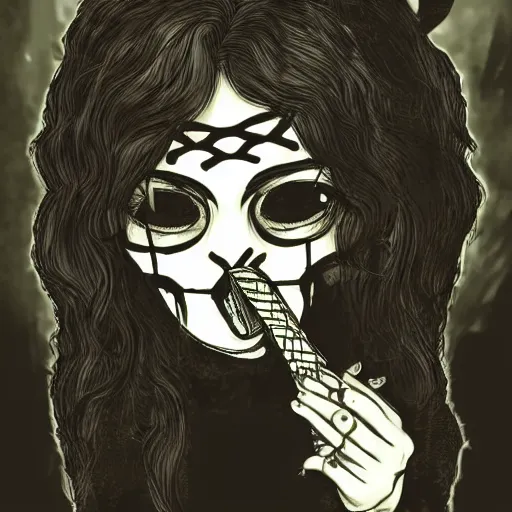 Image similar to illustration saria as black metal fan