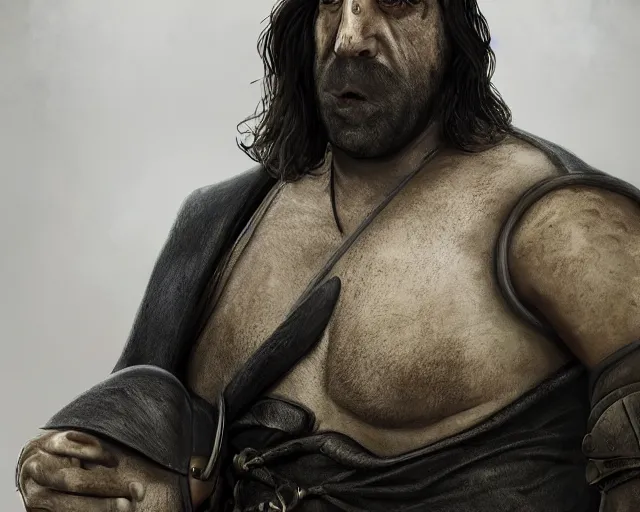 Prompt: homer simpson as sandor clegane, character art, by various concept artists, redshift render, hyperrealistic face, photorealistic render