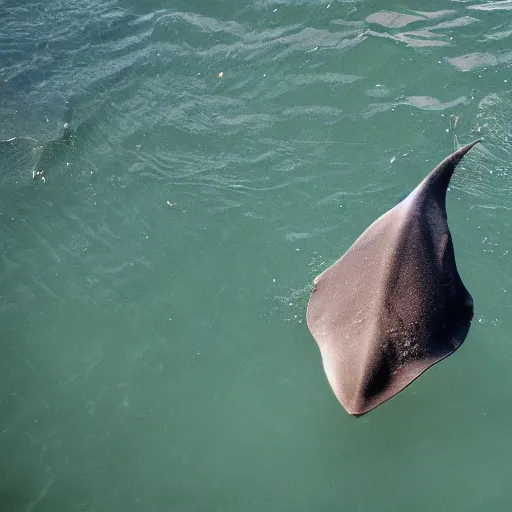 Image similar to photograph of a stingray riding a bicycle