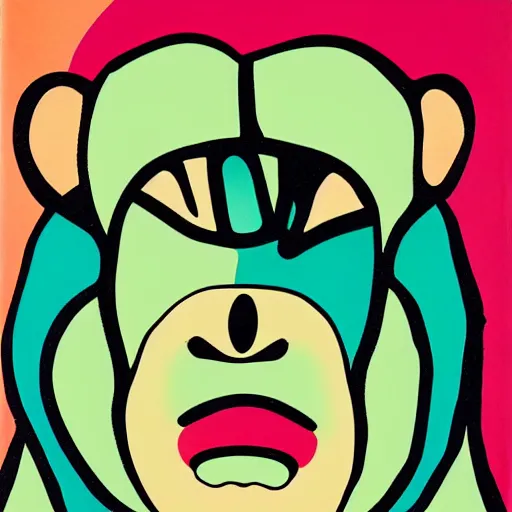 Image similar to abstract portrait of monkey, in the style of herbert bayer