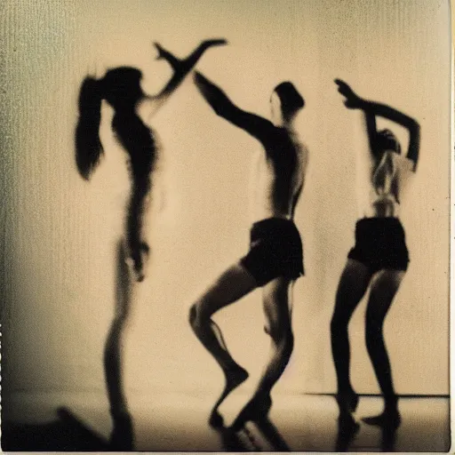 Image similar to polaroid of dancers, smudge, lo fi, mix, texture