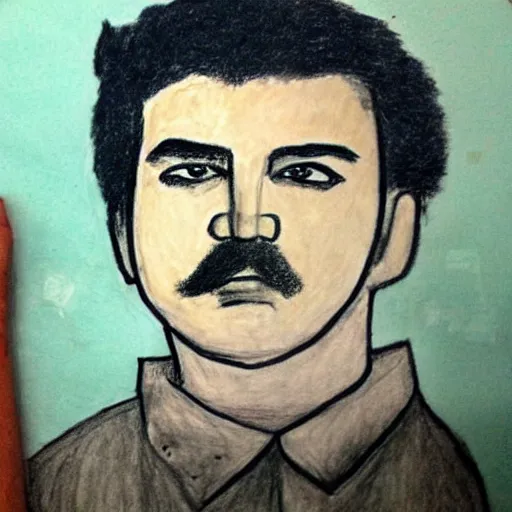 Image similar to child's drawing of pablo escobar