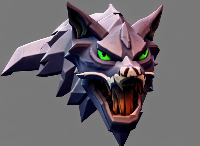 Image similar to wolf head, stylized stl, 3 d render, activision blizzard style, hearthstone style, darksiders style, dauntless style