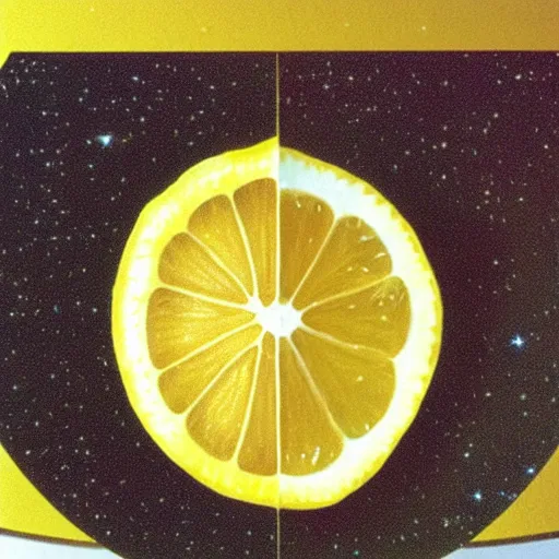 Image similar to cross section lemon as star, photo by hubble