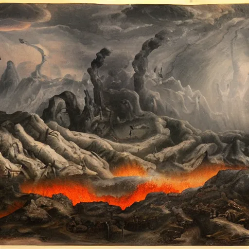 Prompt: landscape of hell