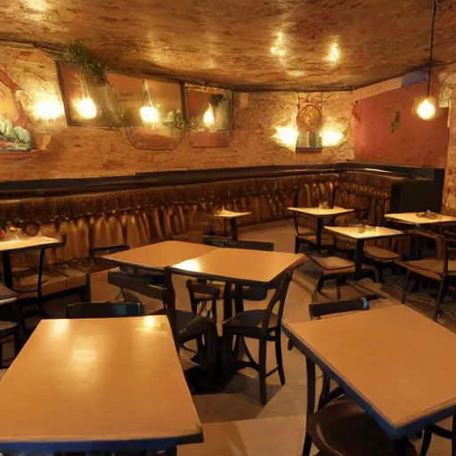 Prompt: Pizzeria Vesuvio interior,360