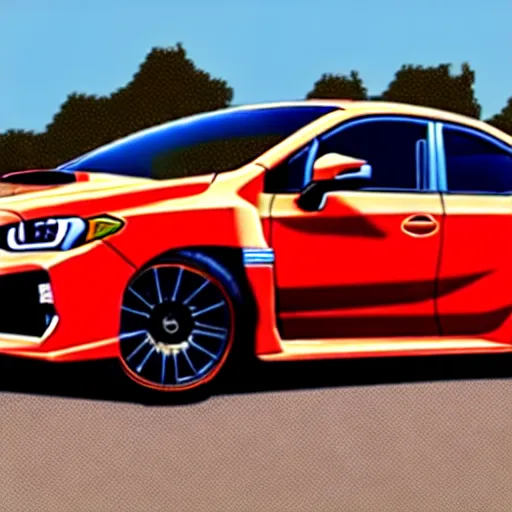 Image similar to a 2019 WRX made out of bacon