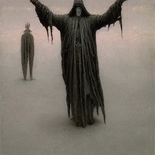 Prompt: a gaunt black robed prince in chitinous stag armor by beksinski and Waterhouse