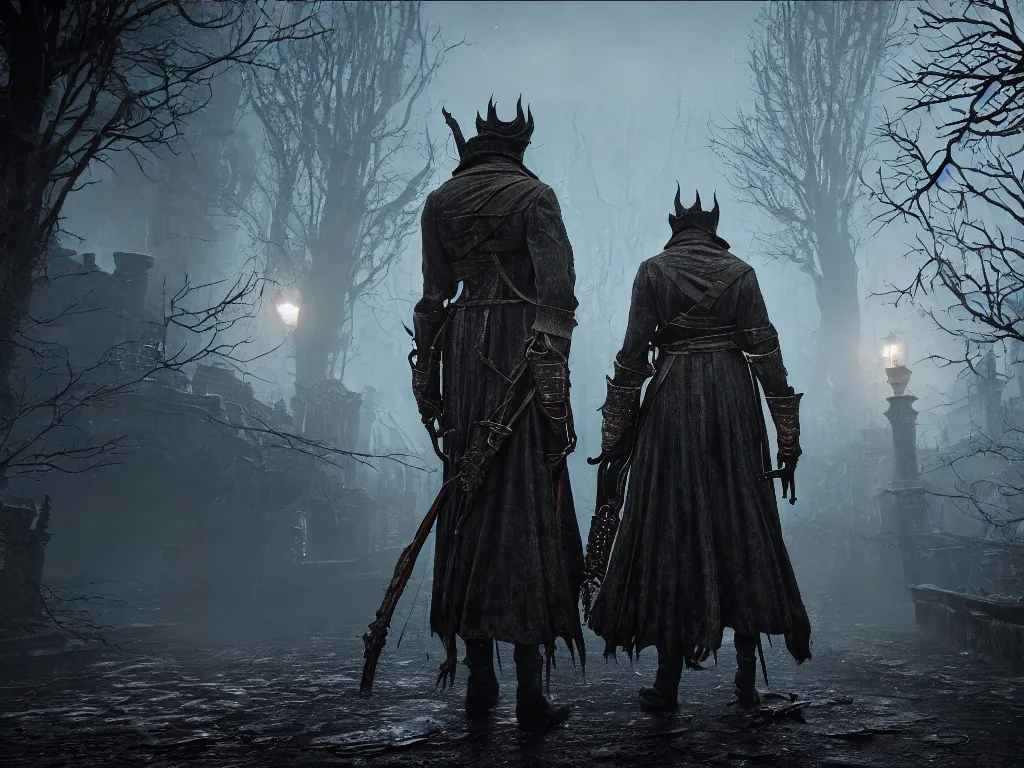 Image similar to bloodborne 2, dark, nighttime, victorian england style, horror, grotesque, serene, haunting, heavy atmosphere, claustrophobic, insanity, High Definition detail, 8K