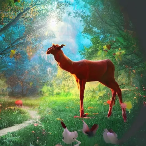 Image similar to beautiful anima dream, colour, nature, scenes, light, connection, relationship