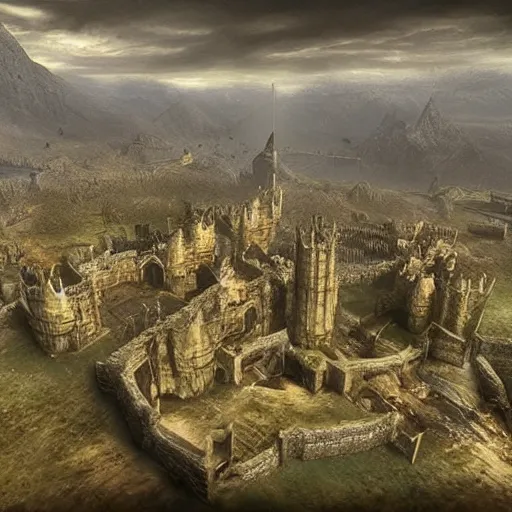 Prompt: “fantasy, medieval, large battlefield, epic, dnd, volumetric, highly detailed, high definition, atmospheric”