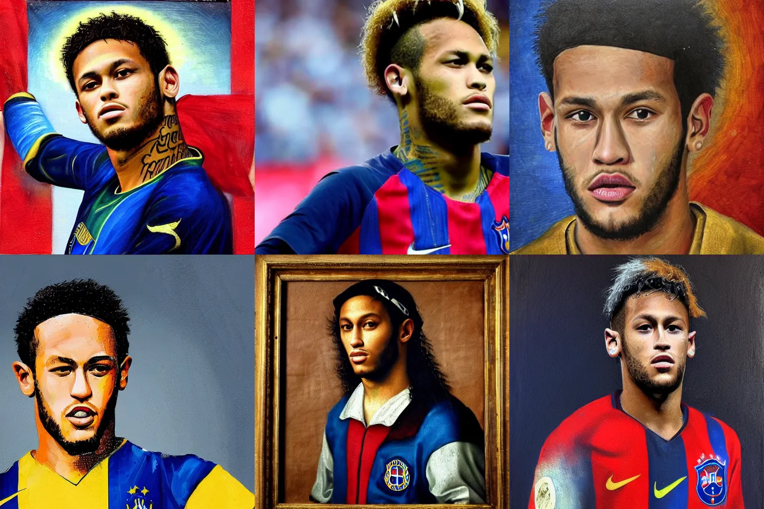 Prompt: A Renaissance portrait painting of Neymar