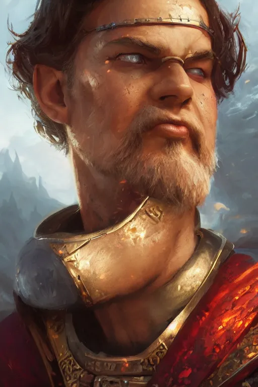 Image similar to dungeons and dragons warrior character closeup portrait, dramatic light, castle background, 2 0 0 mm focal length, painted by stanley lau, painted by greg rutkowski, painted by stanley artgerm, digital art, trending on artstation