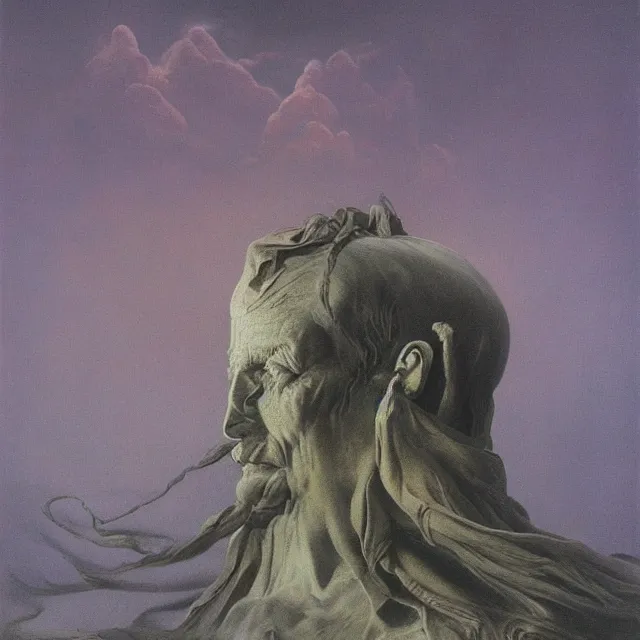 Image similar to Boreas by Zdzisław Beksiński, oil on canvas