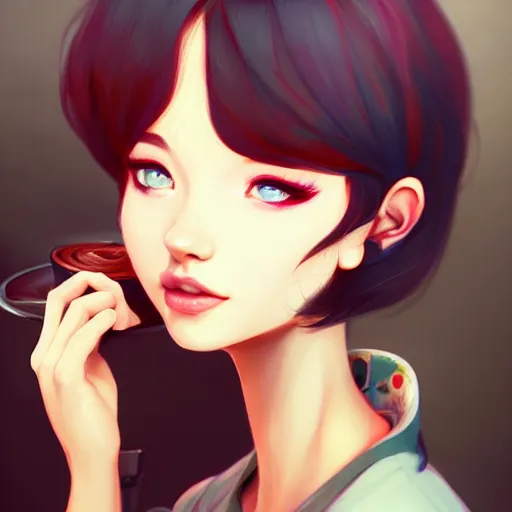 Image similar to portrait of a beautiful barista, art by lois van baarle and ross tran and sam yang and ilya kuvshinov and guweiz, digital art, high detail, sharp focus, unreal engine 5, trending on artstation, deviantart, pinterest, 4 k uhd image