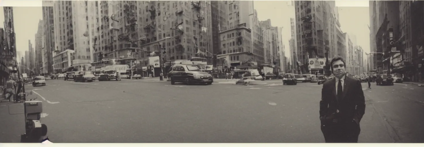 Prompt: Polaroid Photo of Kirby on the street in New York City