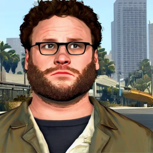 Image similar to seth rogen as a character in gta v