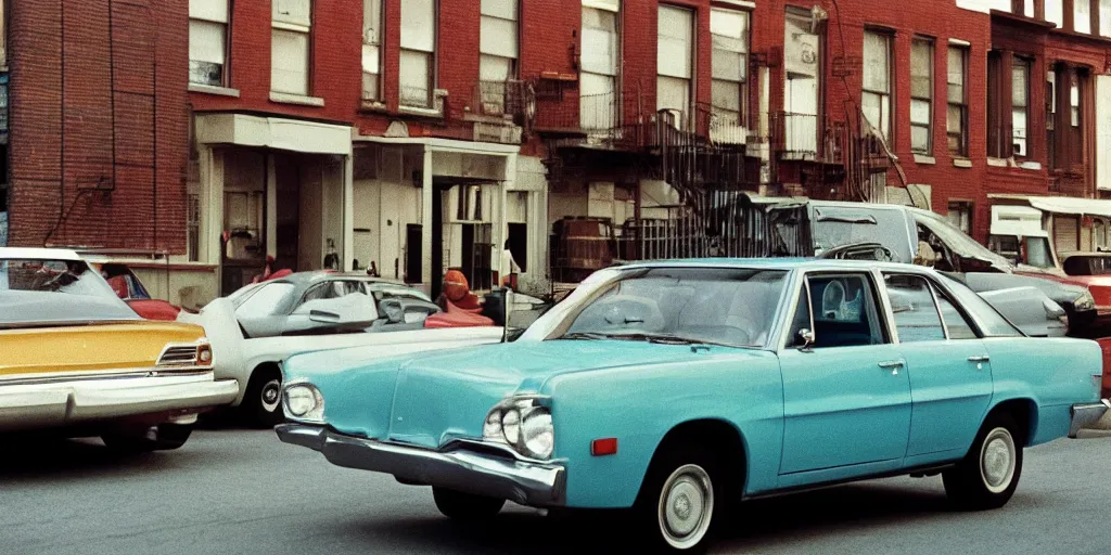 Image similar to new york city car, photography by william eggleston and stephen shore en 1 9 6 8