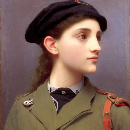 Prompt: adolphe bouguereau painting of an old anthropomorphic dog in an army uniform