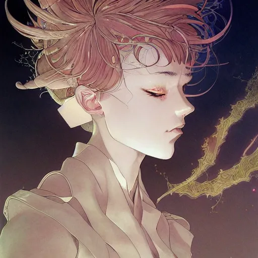 Image similar to prompt : fantasy portrait soft light painted by james jean and katsuhiro otomo, inspired by evangeleon anime, smooth face feature, intricate oil painting, high detail illustration, sharp high detail, manga and anime 1 9 9 0