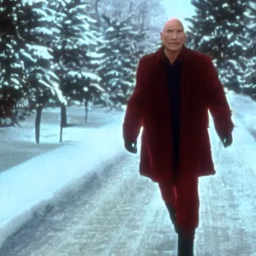 Prompt: a film still of patrick stewart in the movie jingle all the way