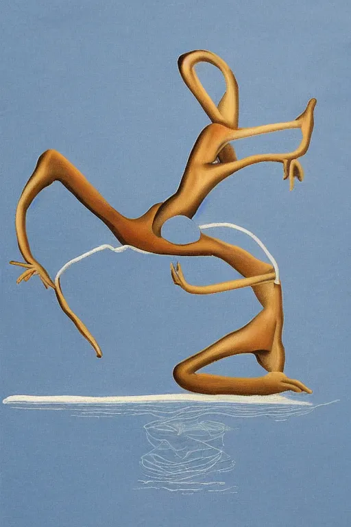 Image similar to lad river defender in the style of salvador dali