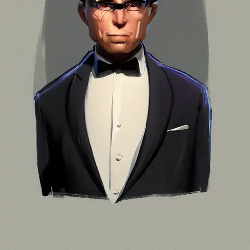 Prompt: a digital painting of a man in a suit and tie, a character portrait by echo chernik, cgsociety, photorealism, ilya kuvshinov, 2 d game art, artstation hd