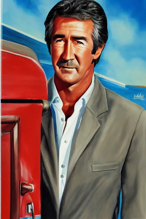 Image similar to photo realistic painting of randy mantooth starring in emergency! tv show, vivid colours, highly detailed, exotropia eyes