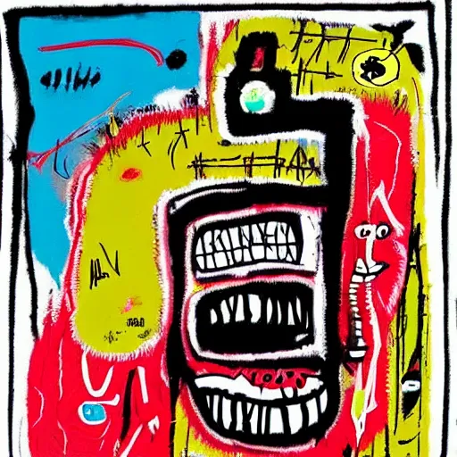 Prompt: Abstract expressionism of a hyperdetailed drowned evil looking screaming creature in style of Jean-Michel Basquiat