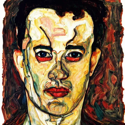 Prompt: portrait of Tom Hanks painted by Egon Schiele