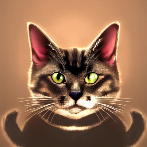 Image similar to cat theme logo, cat theme banner, cat design, a smiling cat, art photography style, trending on artstation, warm light, lovely and cute, fantasy art, 8 k resolution, cynical realism