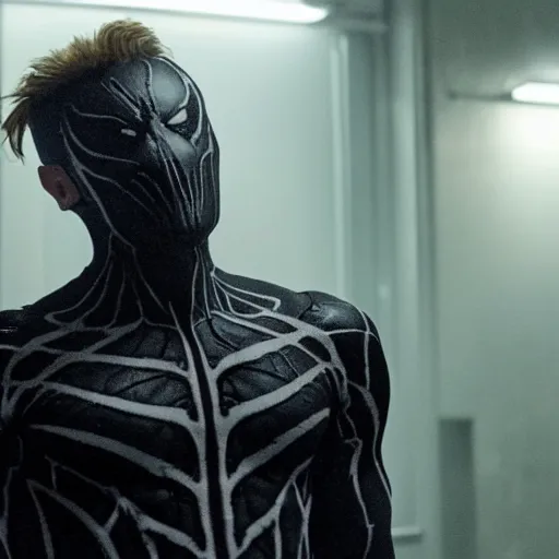 Image similar to 4k still of Jared Leto as Eddie brock in Venom (2018), symbiote