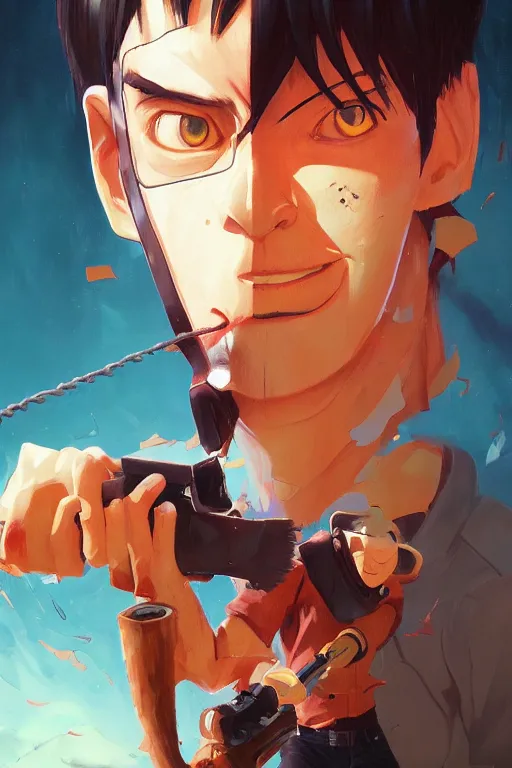 Prompt: Chainsaw man portrait, by Jesper Ejsing, RHADS, Makoto Shinkai and Lois van baarle, ilya kuvshinov, rossdraws global illumination