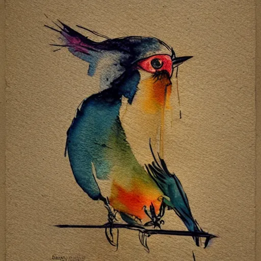 Image similar to bird, abstract, vintage, artistic, sharp focus, masterpiece, watercolor, illustrated by bryen frost, art in the style of joshy sly