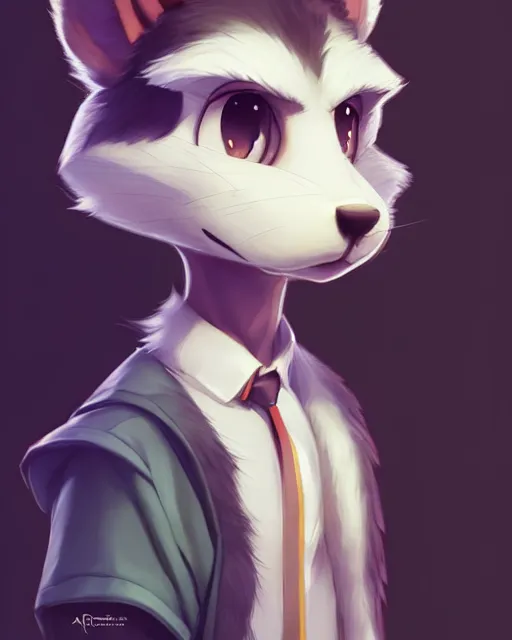 Image similar to character concept art of a cute young male anthropomorphic furry | | adorable nuzzle, key visual, realistic shaded perfect face, fine details by stanley artgerm lau, wlop, rossdraws, james jean, andrei riabovitchev, marc simonetti, and sakimichan, trending on weasyl