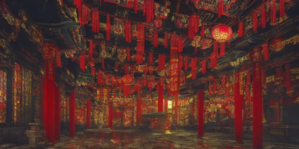 Prompt: a chinese temple of cyberpunk style, detailed, atmospheric, 8 k