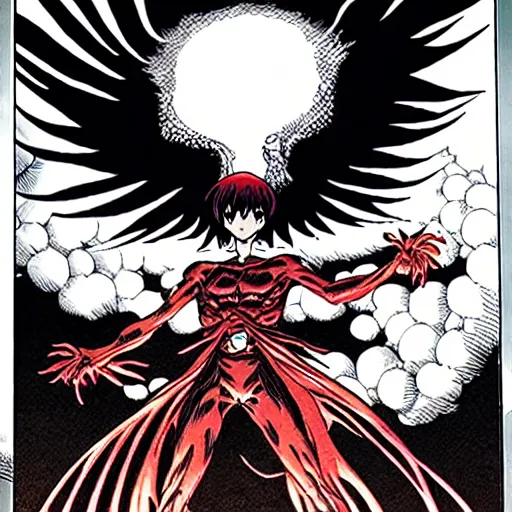 Prompt: death phoenix xmen manga by junji ito