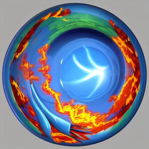 Image similar to flaming aquatic universe bongo bowl, by brom and rene magritte, rendered in maya, # macro