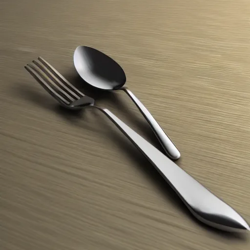 Prompt: a combination of spoon, fork and knife, highly detailed concept render c 4 d octane 8 k hdr