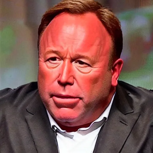 Image similar to alex jones cosplaying a tomato