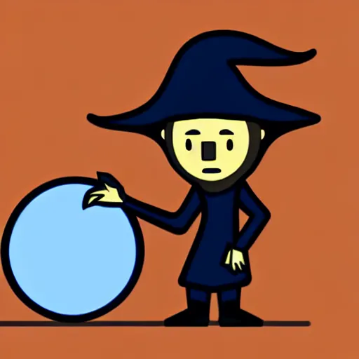 Image similar to wizard pondering his orb, discord emoji, 2 d, flat, coherent, orthographic, transparent background, svg