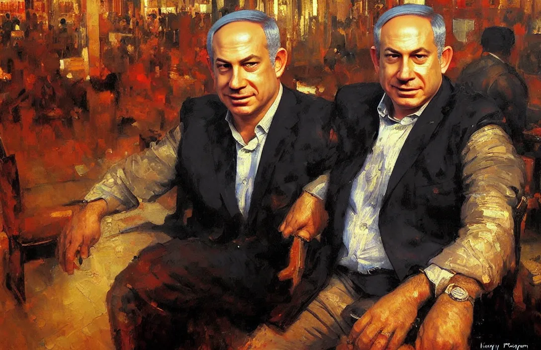 Prompt: portrait of benjamin netanyahu!!!!!!!!!!!!!!!!!!!!!!!!!!!, detailed face, detailed painting,, epic lighting, by ilya repin, phil hale and kent williams