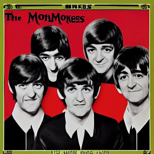 Image similar to The Monkees as The Beatles, album cover,