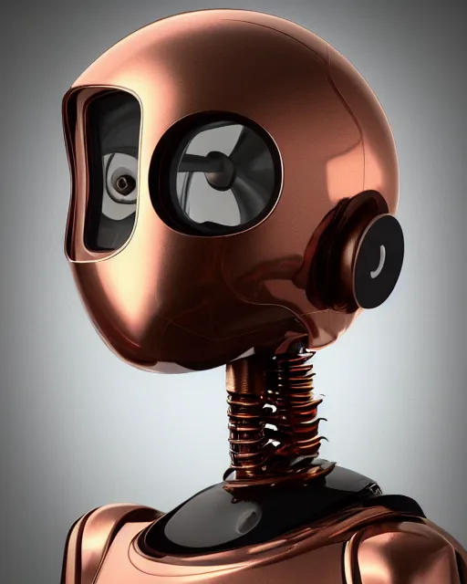 Prompt: hyper - realistic portrait of a vintage robot, octane render