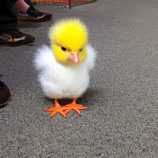 Image similar to cute baby chick dressed as an inmate