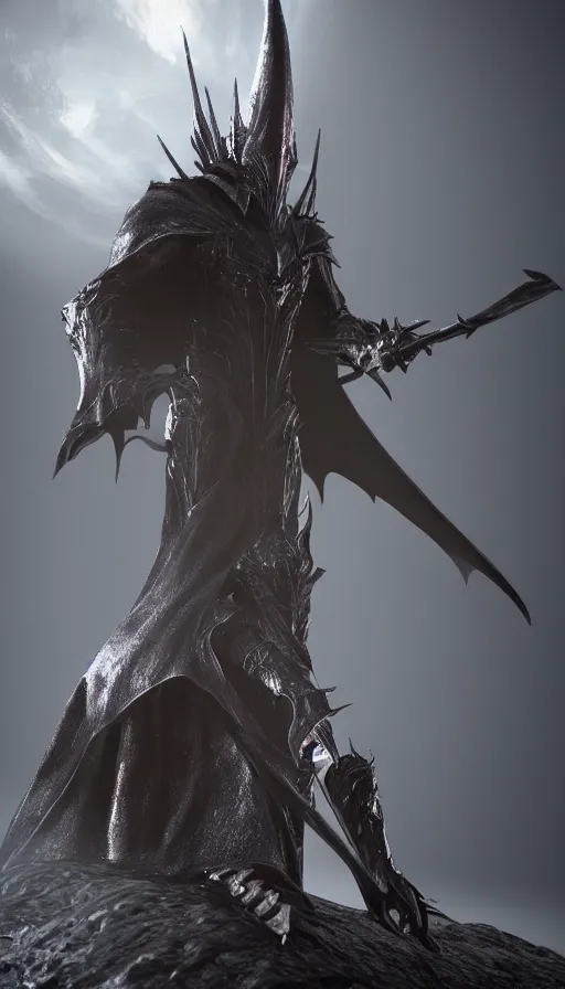 Image similar to The Dark Lord Sauron, ultra detailed, octane render, super realistic, unreal engine 5, atmospheric lighting