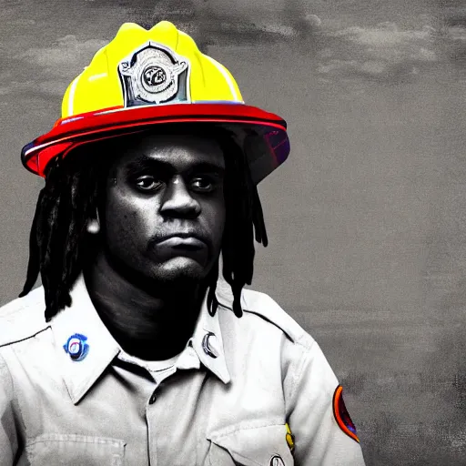 Prompt: chief keef as a firefighter digital art very detailed 4 k detailed super realistic